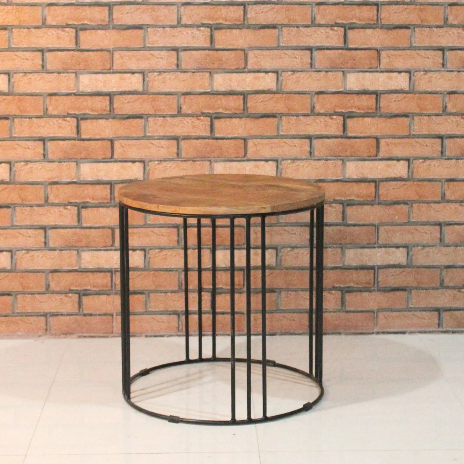 Iron Round Side Table withWooden Top - popular handicrafts